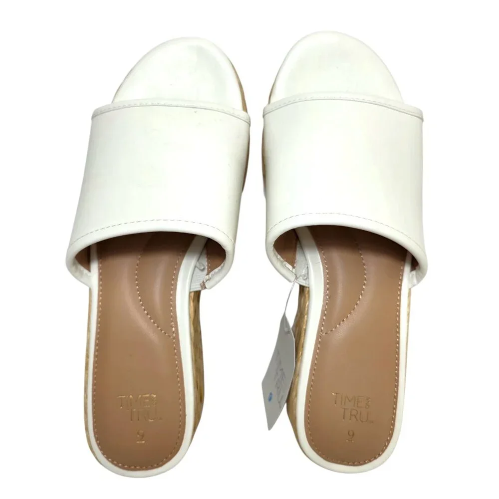 Raffia Platform Comfort Slide Sandals White Time and Tru Womens Sz 8, 9, 10, 11 - Picture 6 of 8
